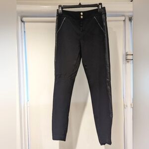 BEBE Black Skinny Pants With Vegan Leather Trim Size 2